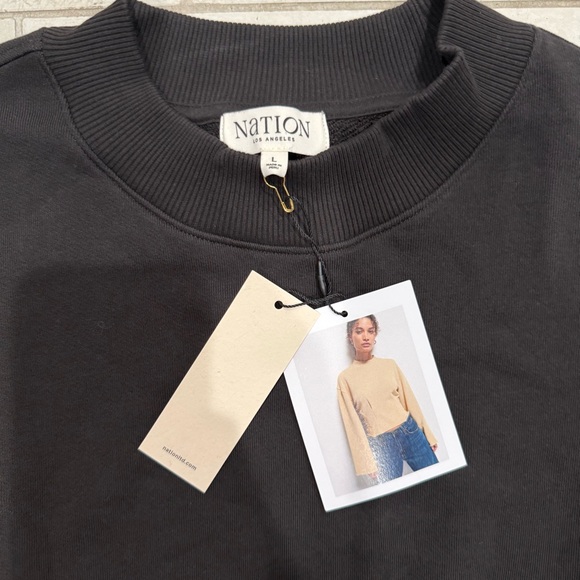 NWT Nation LTD Rocky Sweatshirt Jet Black Women’s Size Large - Picture 4 of 5